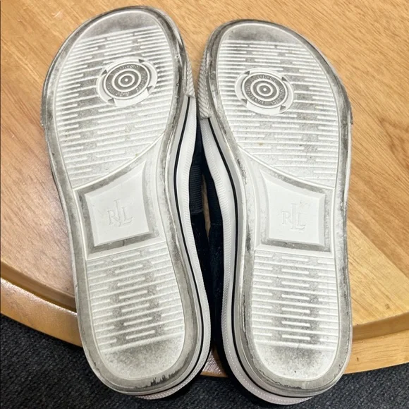 Lauren Ralph Lauren Black Velvet Slip-On Sneakers with White Soles - Picture 7 of 12